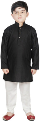 TRUST OUS Boys Festive & Party Kurta and Pyjama Set(Black Pack of 1)