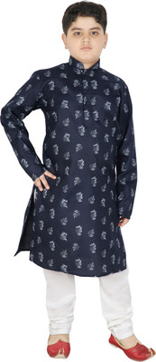 SG YUVRAJ Boys Casual Kurta and Pyjama Set(Dark Blue Pack of 1)