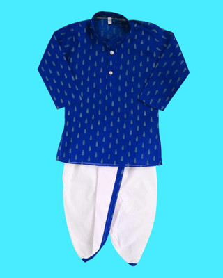 Elegant Attire Boys Festive & Party Kurta and Pyjama Set(Blue Pack of 1)