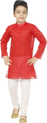 Oxipittal Club Boys Casual Kurta and Dhoti Pant Set(Red Pack of 1)