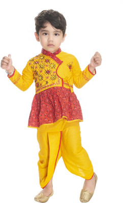 new gen Boys Festive & Party Angarkha and Dhoti Pant(Red Pack of 1)