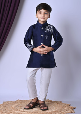A M ENTERPRISE Boys Casual Kurta and Churidar Set(Blue Pack of 1)