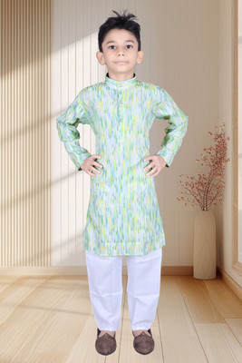 Baba Boys Festive & Party Kurta and Pyjama Set(Multicolor Pack of 1)