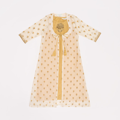 Akkriti by Pantaloons Girls Printed Straight Kurta(Yellow)