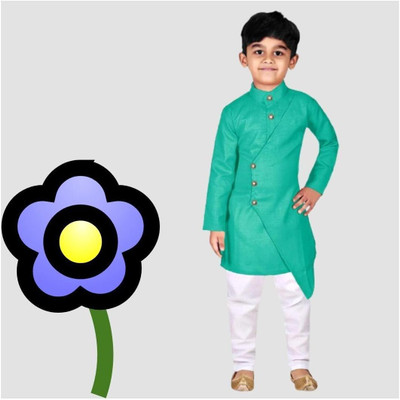 VC FASHION HUB Baby Boys Festive & Party Kurta and Pyjama Set(Green Pack of 1)