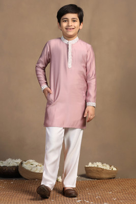 Sangria Boys Festive & Party Kurta and Pyjama Set(Pink Pack of 1)