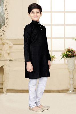 vuriq Boys Casual Kurta and Pyjama Set(Black Pack of 1)