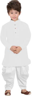 TRUST OUS Baby Boys Casual Kurta and Pyjama Set(White Pack of 1)