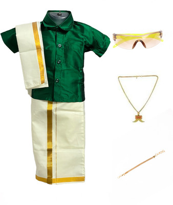 bhandari fashion Boys Formal Shirt & Dhoti Set(Green Pack of 1)