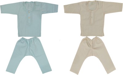 100LUCK Boys & Girls Casual Kurta and Pyjama Set(Multicolor Pack of 2)