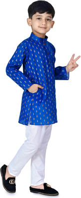 AZAL COLLECTIONS Boys Festive & Party Kurta and Pyjama Set(Blue Pack of 1)