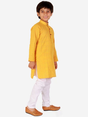 VCD FASHION HUB Baby Boys Festive & Party Kurta and Pyjama Set(Yellow Pack of 1)
