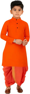 JILANI TRADERS Baby Boys Festive & Party Kurta and Dhoti Pant Set(Orange Pack of 1)