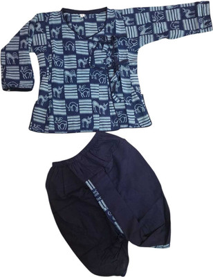 Little Dreams Baby Boys Festive & Party Angarkha and Dhoti Pant(Dark Blue Pack of 1)