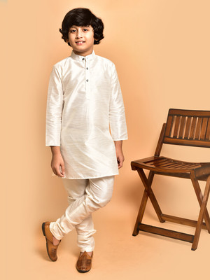 PRINTCULTR Boys Festive & Party Kurta and Pyjama Set(White Pack of 2)
