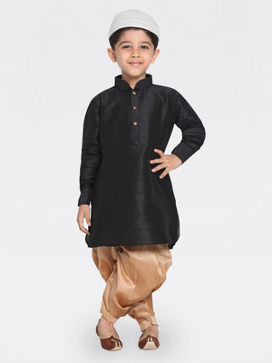 VASTRAMAY Boys Festive & Party Kurta and Dhoti Pant Set(Black Pack of 1)