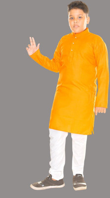 Oxipittal Club Boys Festive & Party Kurta and Dhoti Pant Set(Yellow Pack of 1)