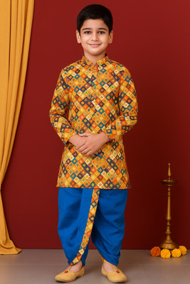 NFC CREATION Boys Festive & Party, Wedding Kurta and Dhoti Pant Set(Yellow Pack of 1)