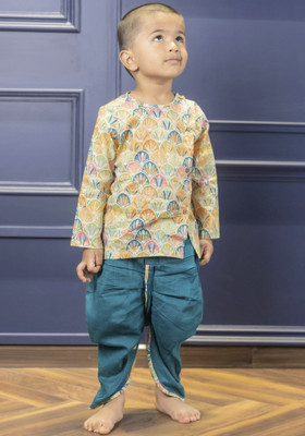 POLKA TOTS Baby Boys Casual, Festive & Party, Wedding Angarkha and Dhoti Pant(Blue Pack of 1)
