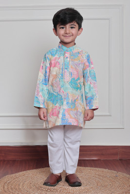 POLKA TOTS Baby Boys Wedding, Festive & Party Kurta and Pyjama Set(Multicolor Pack of 1)