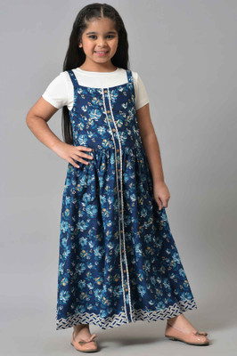 Aurelia Girls Casual Kurta and Trouser Set(Blue Pack of 2)