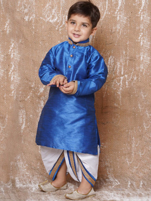 AJ Dezines Boys Festive & Party Kurta and Dhoti Pant Set(Blue Pack of 1)