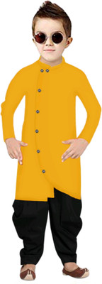 TRUST OUS Boys Festive & Party Dhoti & Kurta Set(Yellow Pack of 1)
