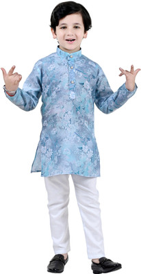 Arshia Fashions Boys Festive & Party Kurta and Pyjama Set(Blue Pack of 1)
