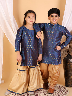 VASTRAMAY Boys Festive & Party Kurta and Dhoti Pant Set(Blue Pack of 1)