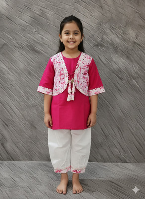 Rangi Saga Girls Festive & Party, Wedding Kurta and Patiala Set(Pink Pack of 1)
