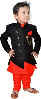 Lilions Baby Boys Wedding, Festive & Party, Casual Kurta, Waistcoat and Pyjama Set(Black Pack of 1)