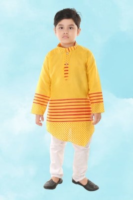 HENA TEXTILE Baby Boys Casual Kurta and Pyjama Set(Yellow Pack of 1)