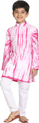 jbn CREATION Boys Casual Kurta and Pyjama Set(Pink Pack of 1)