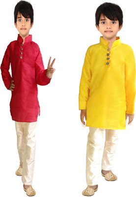 HRR Boys Festive & Party Kurta and Pyjama Set(Multicolor Pack of 2)