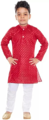 R KAY FASHIONS Boys Festive & Party Kurta and Pyjama Set(Orange Pack of 1)