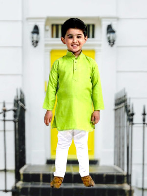 Rania Dresses Boys Festive & Party Kurta and Pyjama Set(Green Pack of 1)