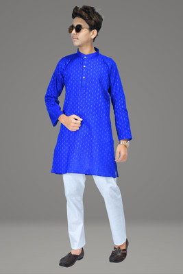 ZARTAJ Boys Festive & Party Kurta and Pyjama Set(Blue Pack of 1)