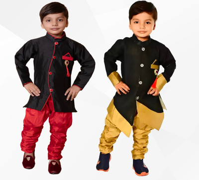 GalaxyXZ Boys Festive & Party Kurta and Palazzo Set(Black Pack of 2)
