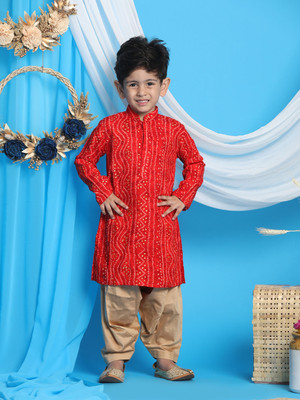 VASTRAMAY Boys Festive & Party Kurta and Pyjama Set(Maroon Pack of 1)