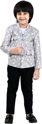 FANCYETHNIC Boys Festive & Party Blazer, Shirt and Trouser Set(Maroon Pack of 1)