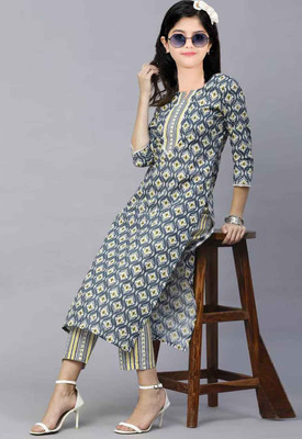 A To Z Cart Girls Festive & Party, Casual, Formal Kurta and Pyjama Set(Grey Pack of 1)