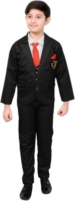 BeenBee Boys Festive & Party Blazer, Shirt and Trouser Set(Black Pack of 1)