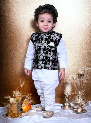Aksa Fashion Boys Festive & Party, Wedding, Casual, Formal Kurta and Dhoti Pant Set(Black Pack of 1)