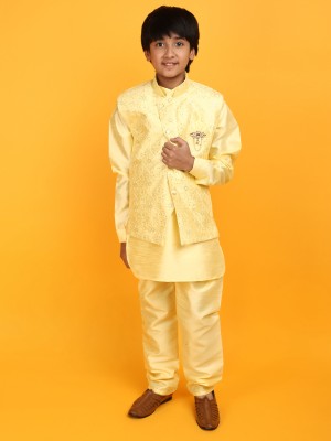 V-MART Boys Festive & Party Kurta and Pyjama Set(Yellow Pack of 1)