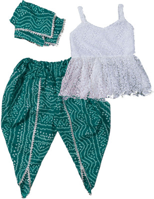 aStoore Girls Festive & Party Dupatta and Pyjama Set(White Pack of 1)