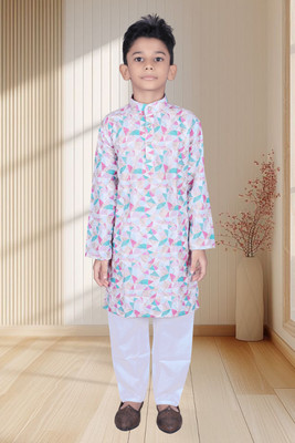 Baba Boys Festive & Party Kurta and Pyjama Set(Multicolor Pack of 1)