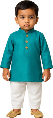 jbn CREATION Boys Casual Kurta and Pyjama Set(Light Green Pack of 1)