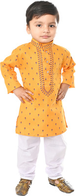 COSMOS ART ENTERPRISE Boys Festive & Party Kurta and Pyjama Set(Yellow Pack of 1)