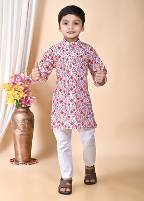 HouseOfCommon Boys Festive & Party Kurta and Pyjama Set(Multicolor Pack of 1)