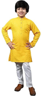WEARBLISS Boys Festive & Party, Wedding Kurta and Pyjama Set(Yellow Pack of 1)